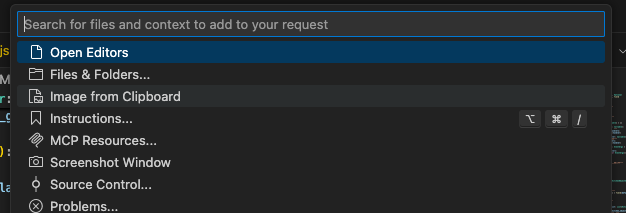 VS Code Copilot Chat Context Menu